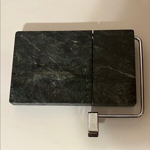 Vintage Post Modern Heavy Green Marble Cheese Slicer with Stainless Steel Wire